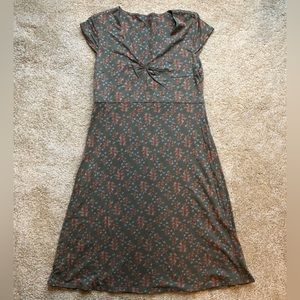 Toad & Co. Army Green floral Cotton/ Tencil Short Sleeve Dress Large